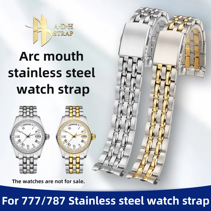 Arc Mouth Stainless Steel Watch Strap For TitonI Universe 777 787 797 Metal Watchband 19mm 20mm Waterproof Bracelet for Men