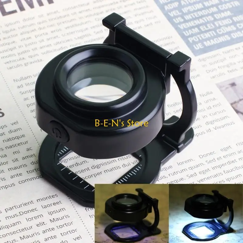 

Y1AD Lighted Eye Loupe Magnifier Handsfree Illuminated 40X Glass with LED for Gem Jewelry Coin Lens