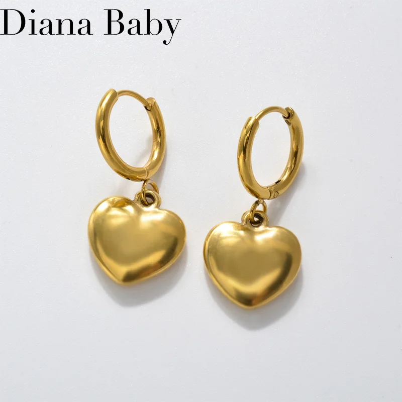 

Minimalism Love Heart Hoop Earrings For Girl Hight Quality 316L Stainless Steel Dangle Earring For Women 2023 New Year Jewelry