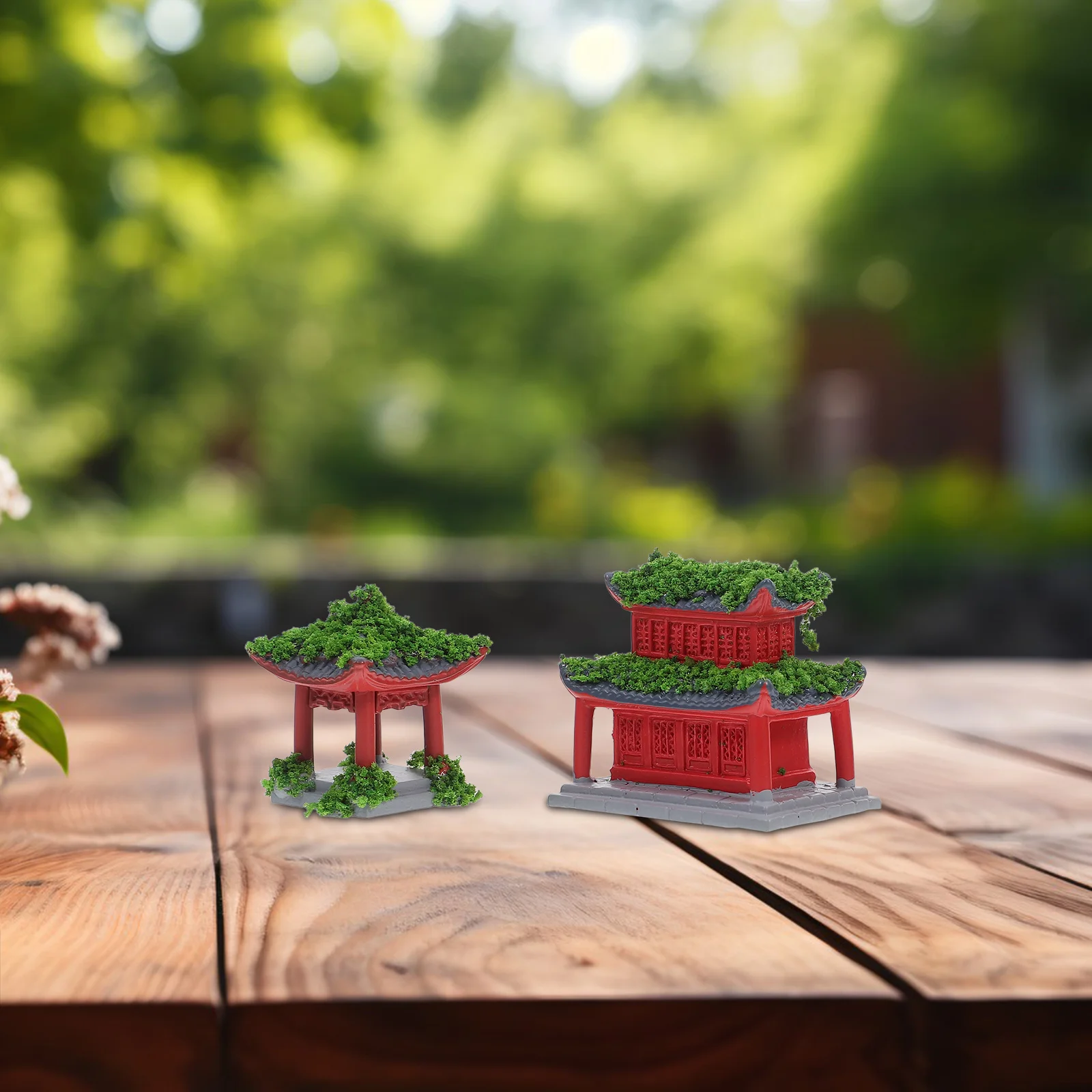 

4Pcs Chinese Pagoda Pavilion Bridge Mini Landscape Decor for Micro Garden Aquarium Terrarium Fairy Garden Accessory