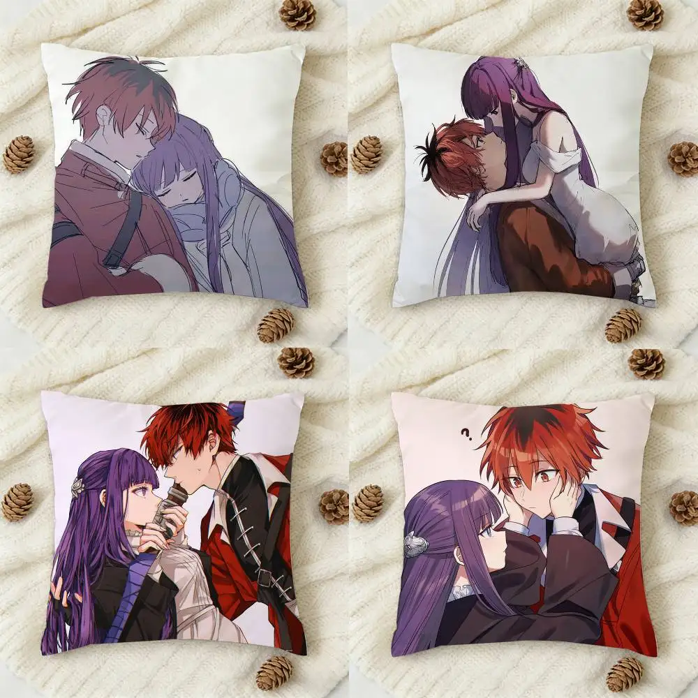 

2026 New S-Stark x Fern Anime Fan Art Double-sided Printed Square Decorative Cushion Cover for Sofa Living Room Home Decor