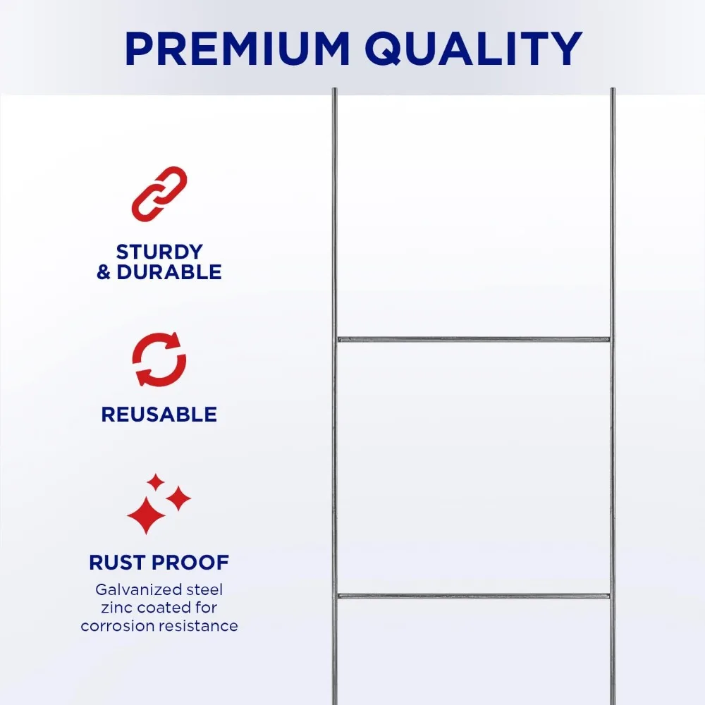 

Professional 24" Metal Yard Sign Stakes Weatherproof H-Frames for Corrugated Plastic Signs (100 Pack)