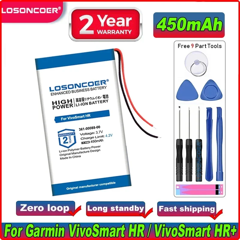 361-00088-00 Battery For Garmin VivoSmart HR / VivoSmart HR+ Approach X40 361-00088-00 Accumulator 3.7V  Batterie 2-wire+tools