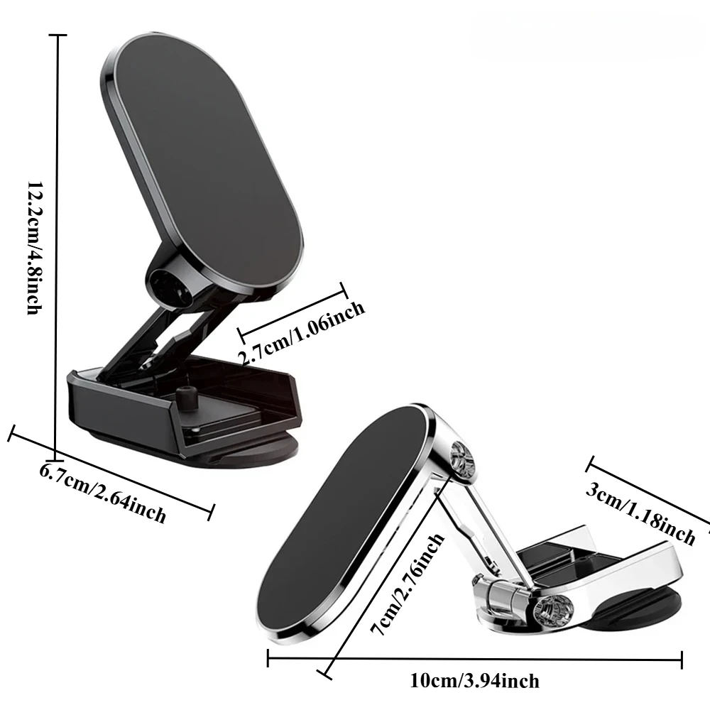 

Универсальный 360° ° Регулируемый магнитный автомобильный держатель для телефона со складным металлическим кронштейном