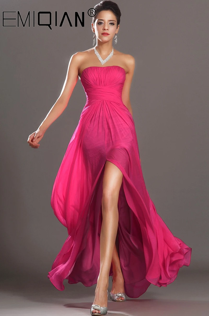 New Arrival Eye-catching Strapless Formal Prom Dress Strapless High Slit Evening Dress