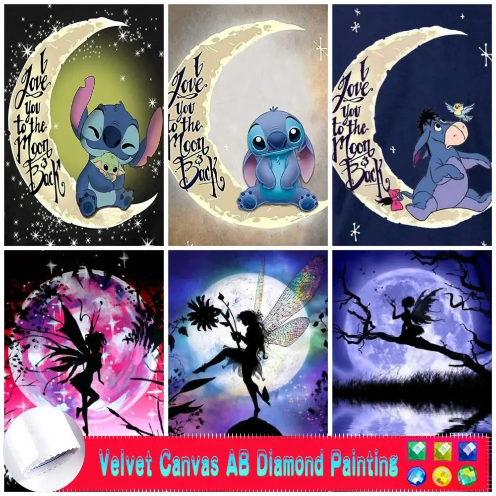 Disney 5d Velvet Canva Diamond Embroidery Cartoon Dot Princess Alice Angel Mosaic Home decoration Diy Art Kit Kid Christmas Gift