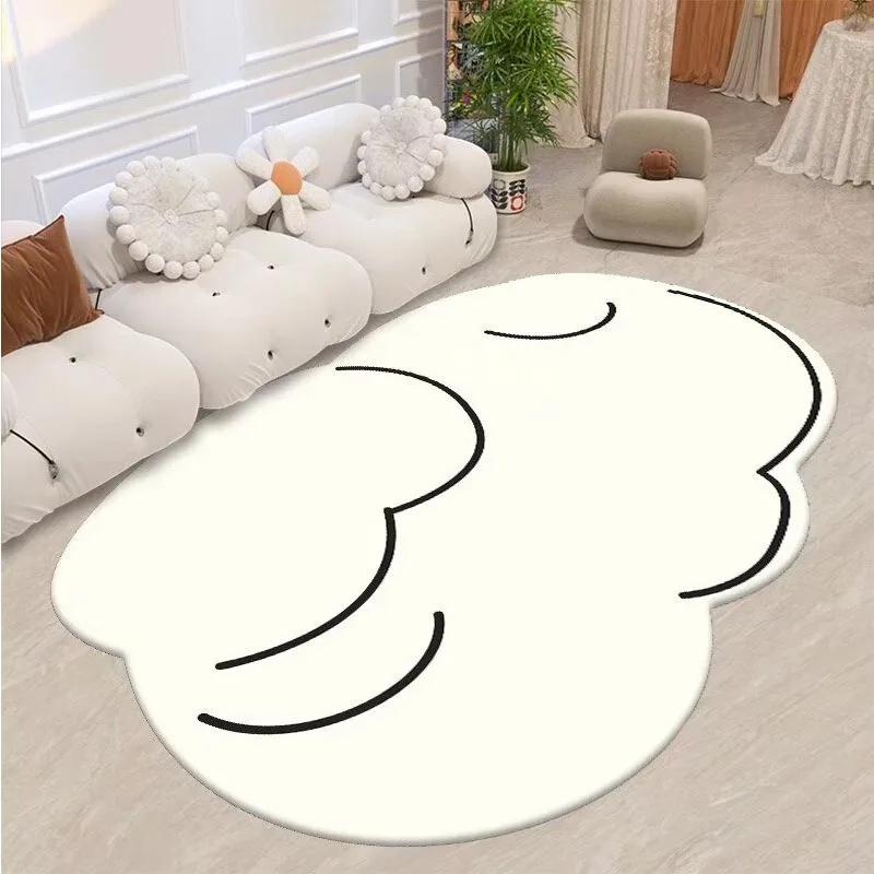 Ins Style Irregular Large Area Carpet Simple Style Solid White rug Children Bedroom Living Room Fluffy Rug Washable Floor Mats