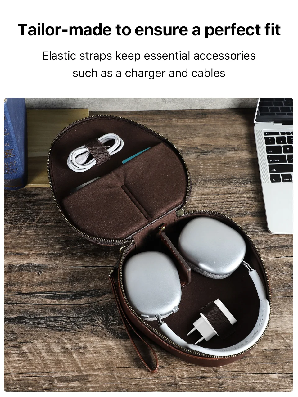 Echtledertasche für Apple AirPods Max SONY WH1000 XM4 XM5 XM6 Kopfhörer, Reise-Tragetasche, Schutzhülle, Aufbewahrungsbox – Detail 12