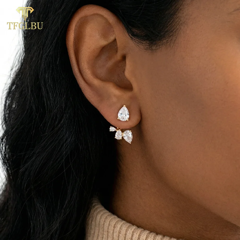 

TFGLBU Water Drop D Moissanite Earrings for Women Gift Real 925 Sterling Silver Plated 18K Pendant Earring Party Daily Jewelry