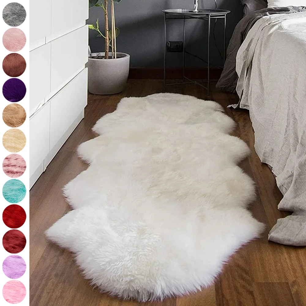 Faux Fluffy Shaggy Rugs Artificial Sheepskin Long Hair Carpet Floor Wool Fluffy Mat Home Decor Non Slip For Living Room Bedroom