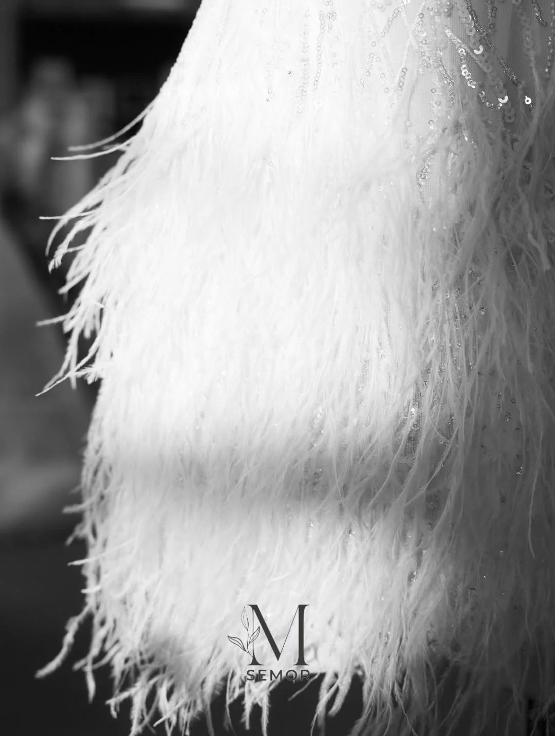 Semor Exquisite Short Wedding Dress Sparkly Customized Strapless Tassel Feather Bridal Gown New Arrival Vestidos De Novia 2026 view 4