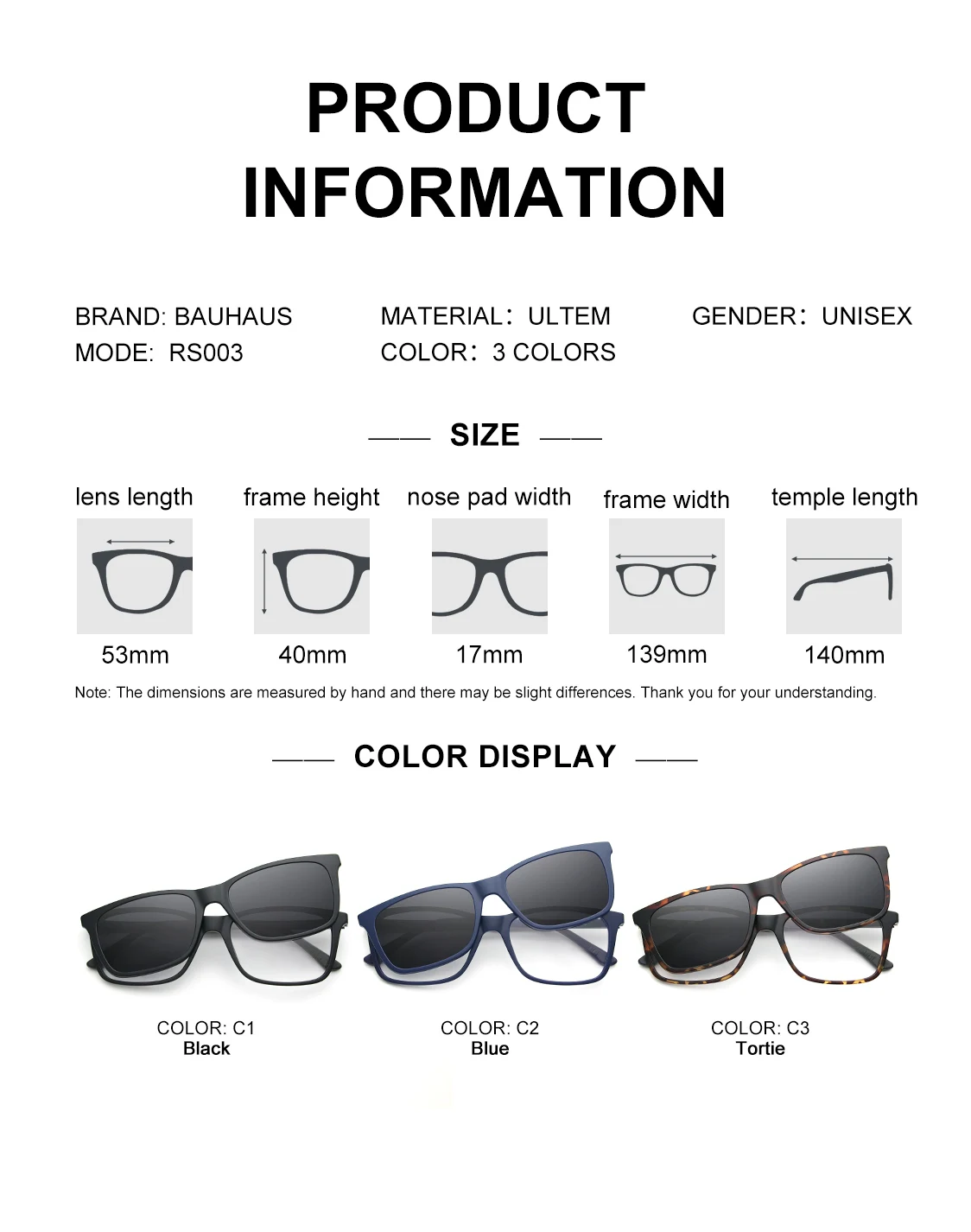 RS003 Myopie Brillen Rahmen Männer Quadratische Optische Gläser Rahmen Polarisierte Magnetische Clip auf Sonnenbrille – Detail 7