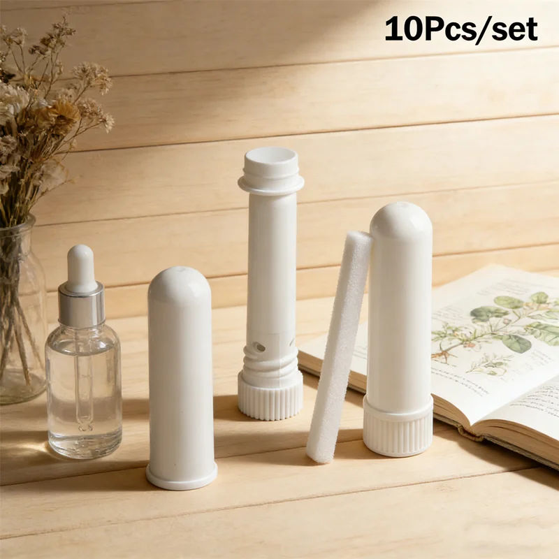 Essential Oil Inhaler Tubes 10pcs Refillable withYour Own Oils Includes Wicks Portable Aromatherapy Stick for On-the-Go Wellness