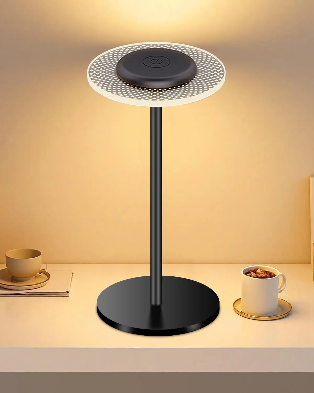 โคมไฟตั้งโต๊ะ LED โคมไฟตั้งโต๊ะไร้สายไฟข้างเตียงสัมผัสหรี่แสงได้ RGBW แสงอุ่น USB-C ชาร์จแบตเตอรี่ 2200mAh IP54 กันน้ำ