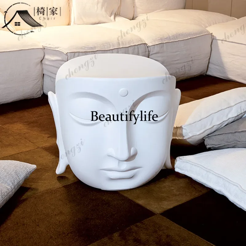 A68Chinese creative coffee table Zen Buddha head low stool diamond head stool fiberglass art ornament