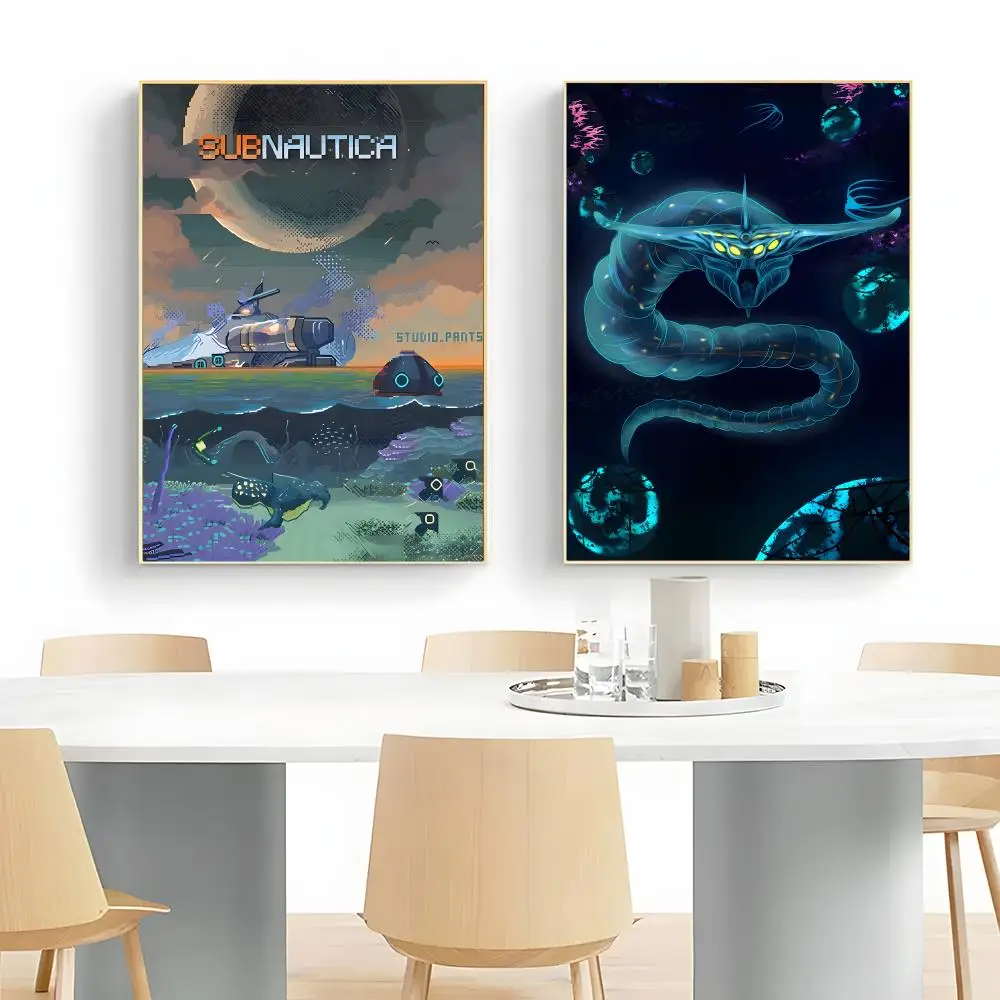 Bioluminescent Aquatic S-Subnautica Underwater Survival Game Poster Wall Art Print Decorative Mural Home Decor Gift Unframed