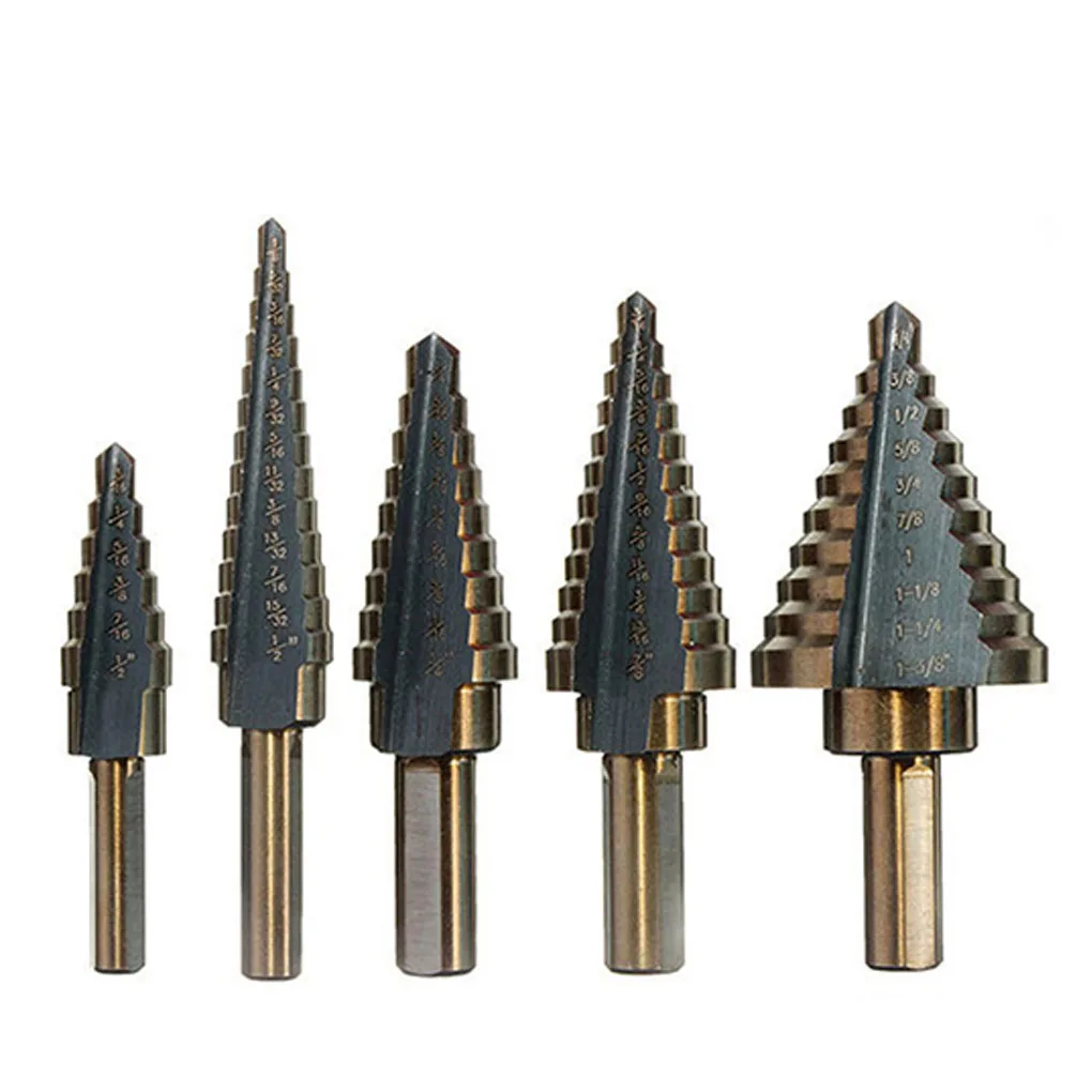 

5pcs HSS Step Drill Bit Cobalt Multiple Hole 50 Size Step Drill Bit Set Tool Drilling For Metal Woodworking Power Tool ACCESSORI