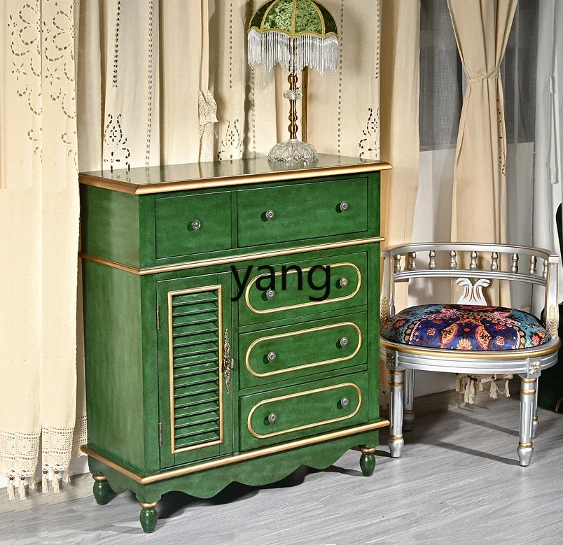 LMM American dining side wine cabinet integrated kitchen cupboard living room storage solid wood storage multi-function