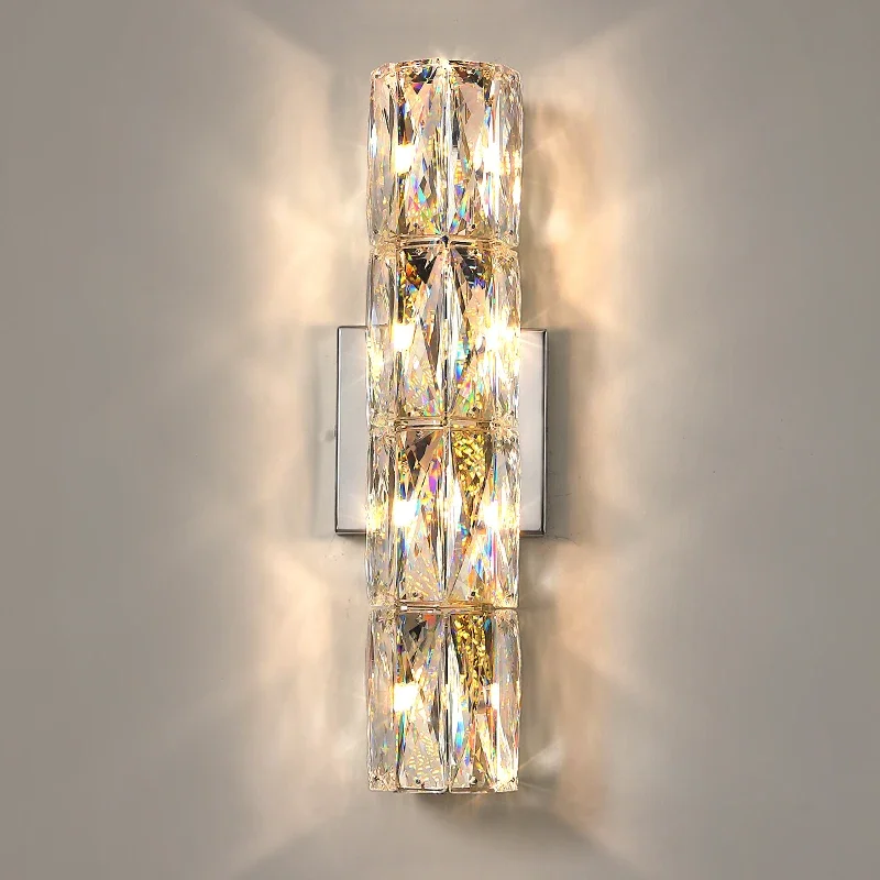 

Modern luxury Crystal LED Wall Lamps villa bedroom bedside long wall lamp Indoor Beautiful Glass Wall Light Sconces Lighting