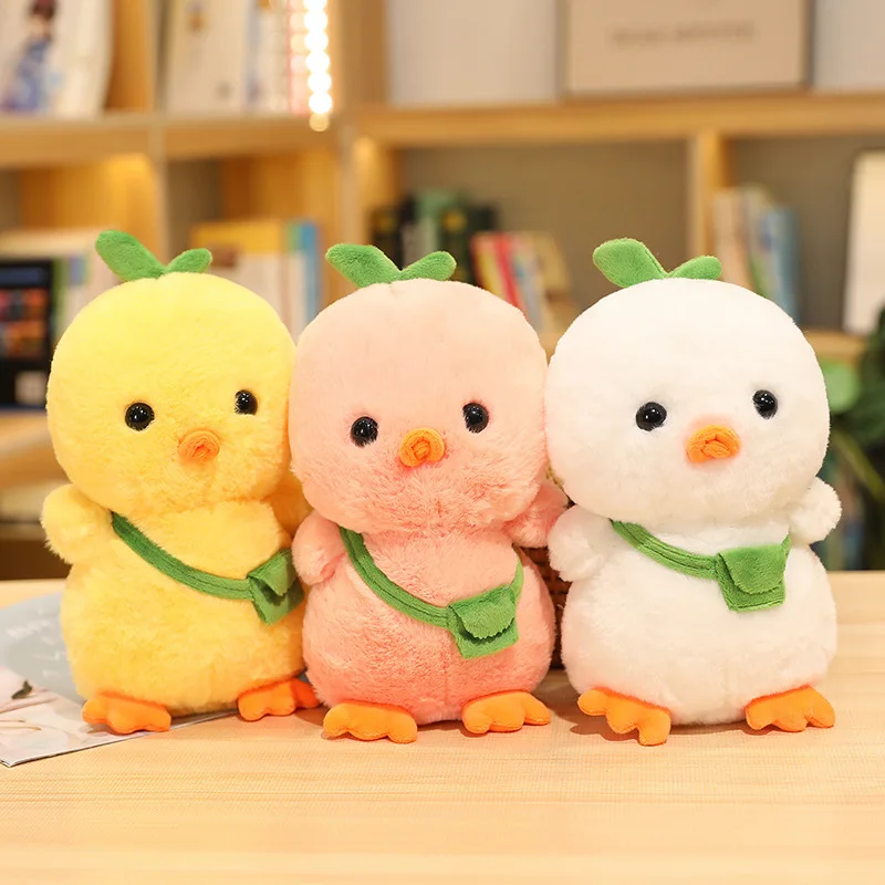 25cm Creative Small Yellow Chicken Stuffed Animal Plush Toy Cute Backpack Chick Plush Doll Boy Girl Birthday Gifts Room Decor