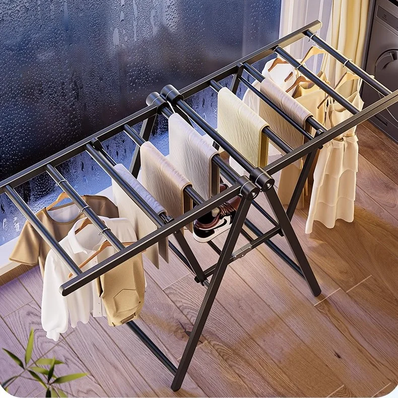 Hot-selling X-shaped Folding Drying Rack Floor Rack All-aluminum Drying Rack Household Foldable Laundry Hanger