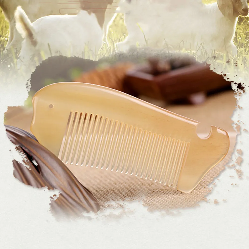 

Расческа из овечьего рога с натуральным протеином, антистатическая, для гладких волос, для женщин, способствует улучшению кровообращения и предотвращению выпадения волос, изысканная.