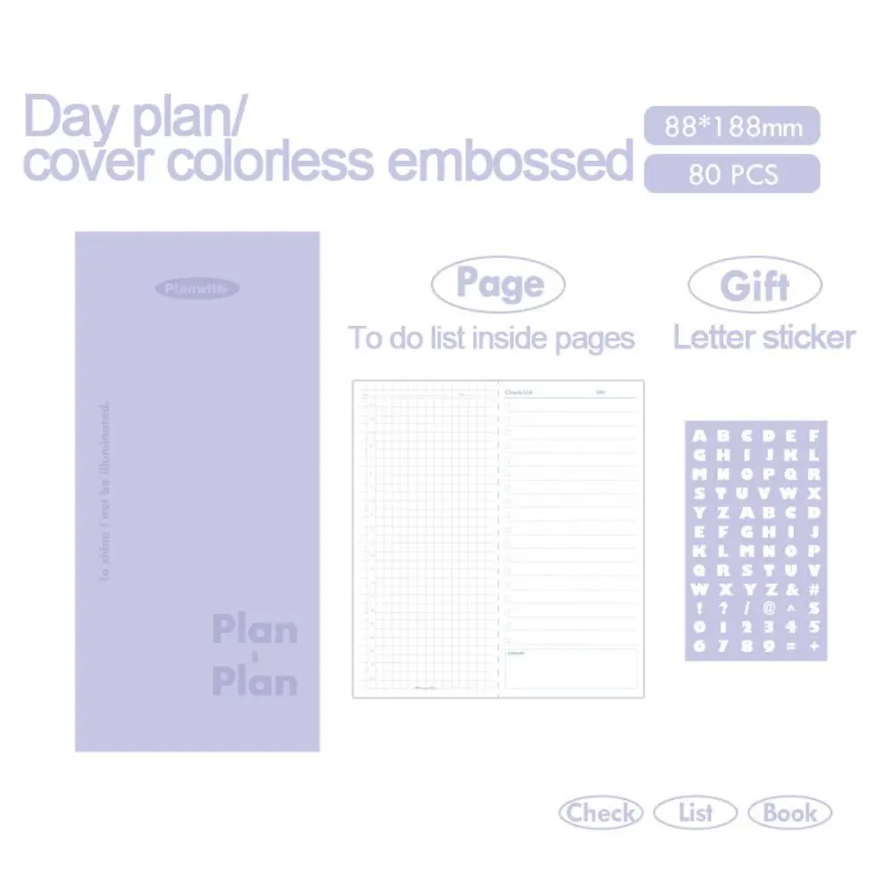 Cuaderno de papelería minimalista con forma de tira, cuadrícula Kawaii colorida Horizontal, planificador diario