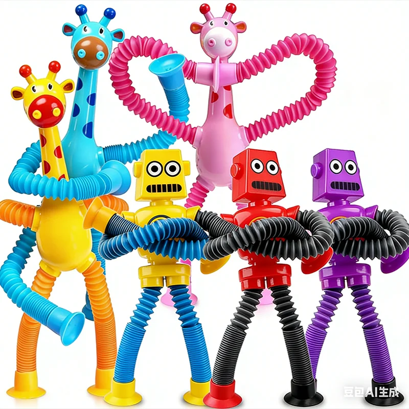 4/16pcs suction cup telescopic giraffe Robot toys stress-relieving fun children's gifts suitable for both boys and girls.