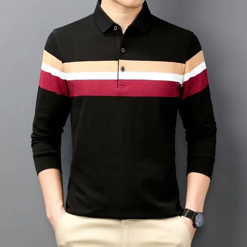 Casual Pullovers Baggy High Brand Long Sleeve Polo T Shirt for Men Elasticity Clothing Deals Polyester Designer Man Sweatshirt