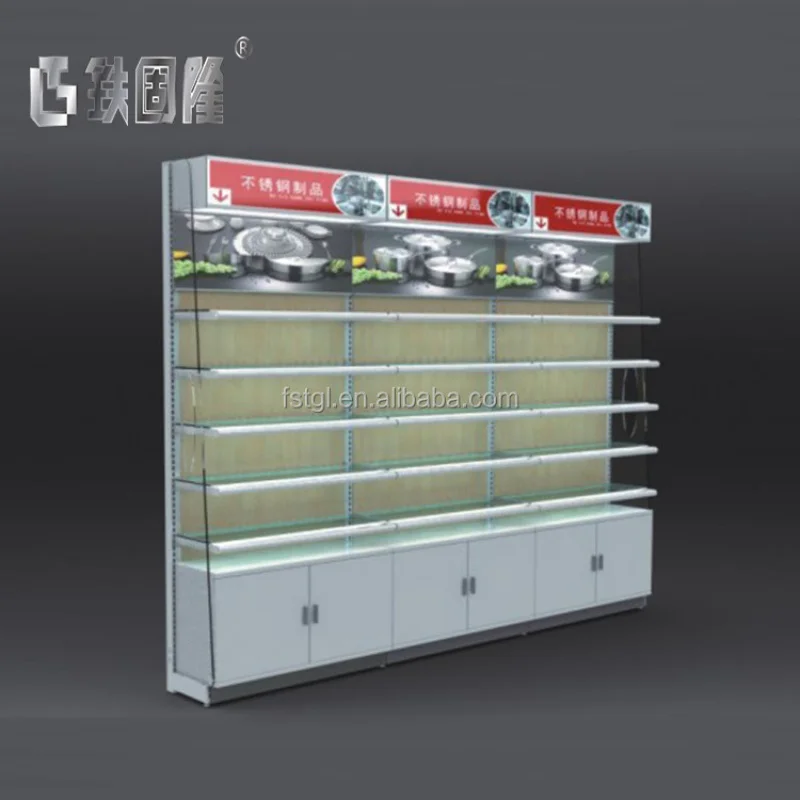 (customized)Promotional price wall-mounted installation supermarket shelves  tiered rack