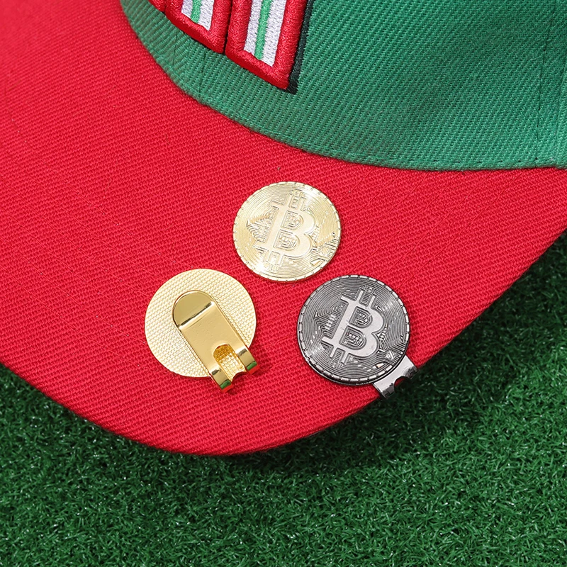 Sliver Golden Color Bitcoin Golf Ball Marker Magnetic Hat Clip Accessories Jewelry Golf Cap Clip Supplies Gift for Golfer Friend