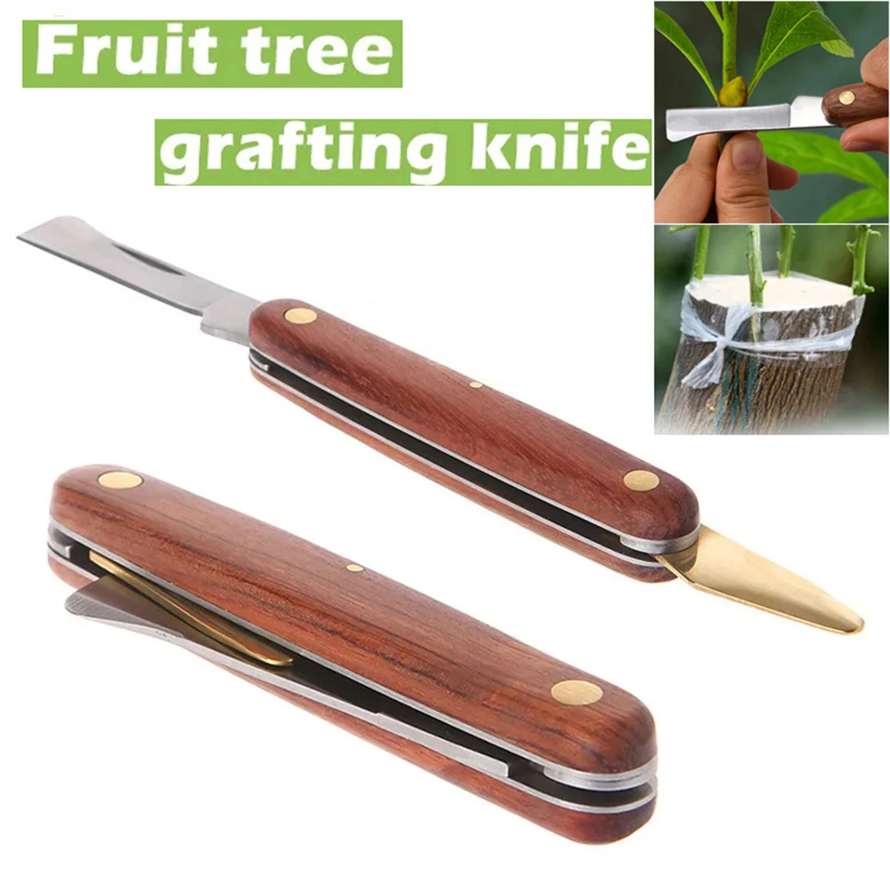 Professional Grafting Pruning Knife Garden Grafting Cutter Foldable Stainless Steel Wooden Handle Grafting Tools Garden Supplies