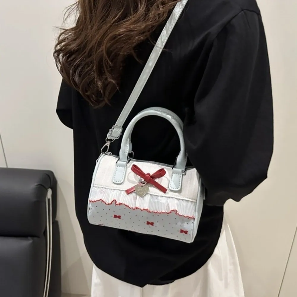 سستة البولكا نقطة بوسطن حقيبة يد مقاوم للماء كتف واحد Crossbody البولينج حقيبة الكورية نمط القوس حقيبة مربعة صغيرة السفر