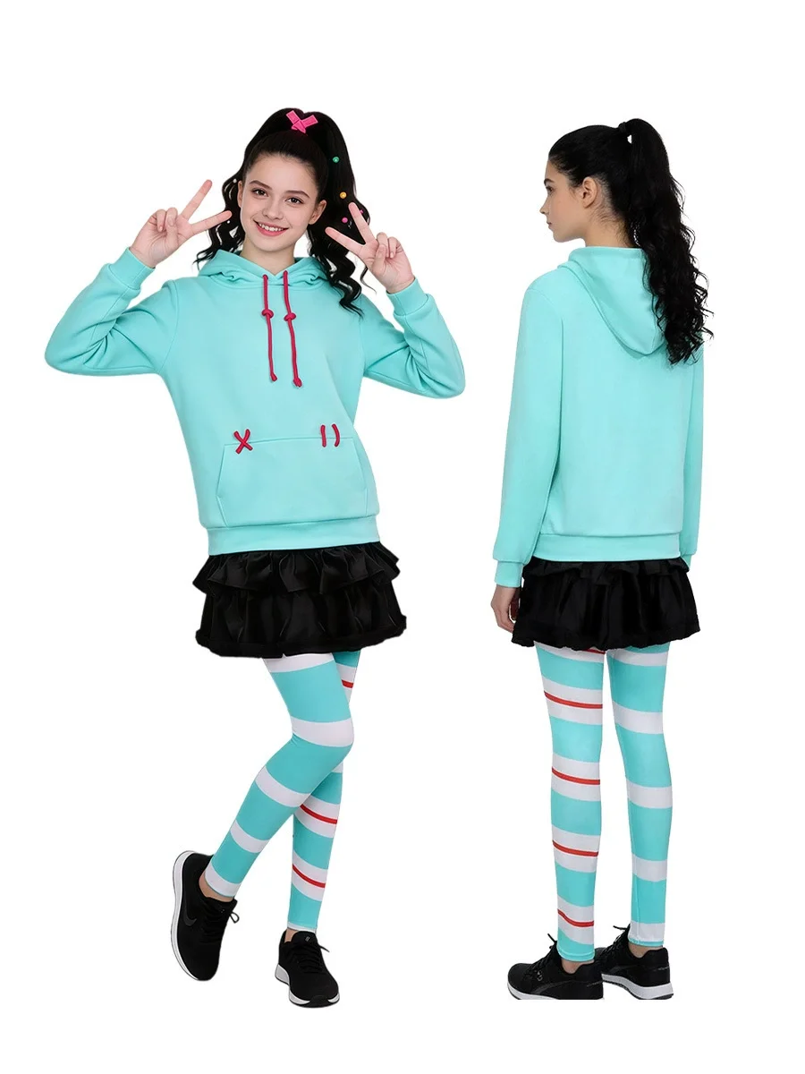 Anime Vanellope Von Schweetz Cosplay Costume Hoodies Skirt Wig Uniform Suit Halloween Performance Clothing Girls Women Outfits view 3