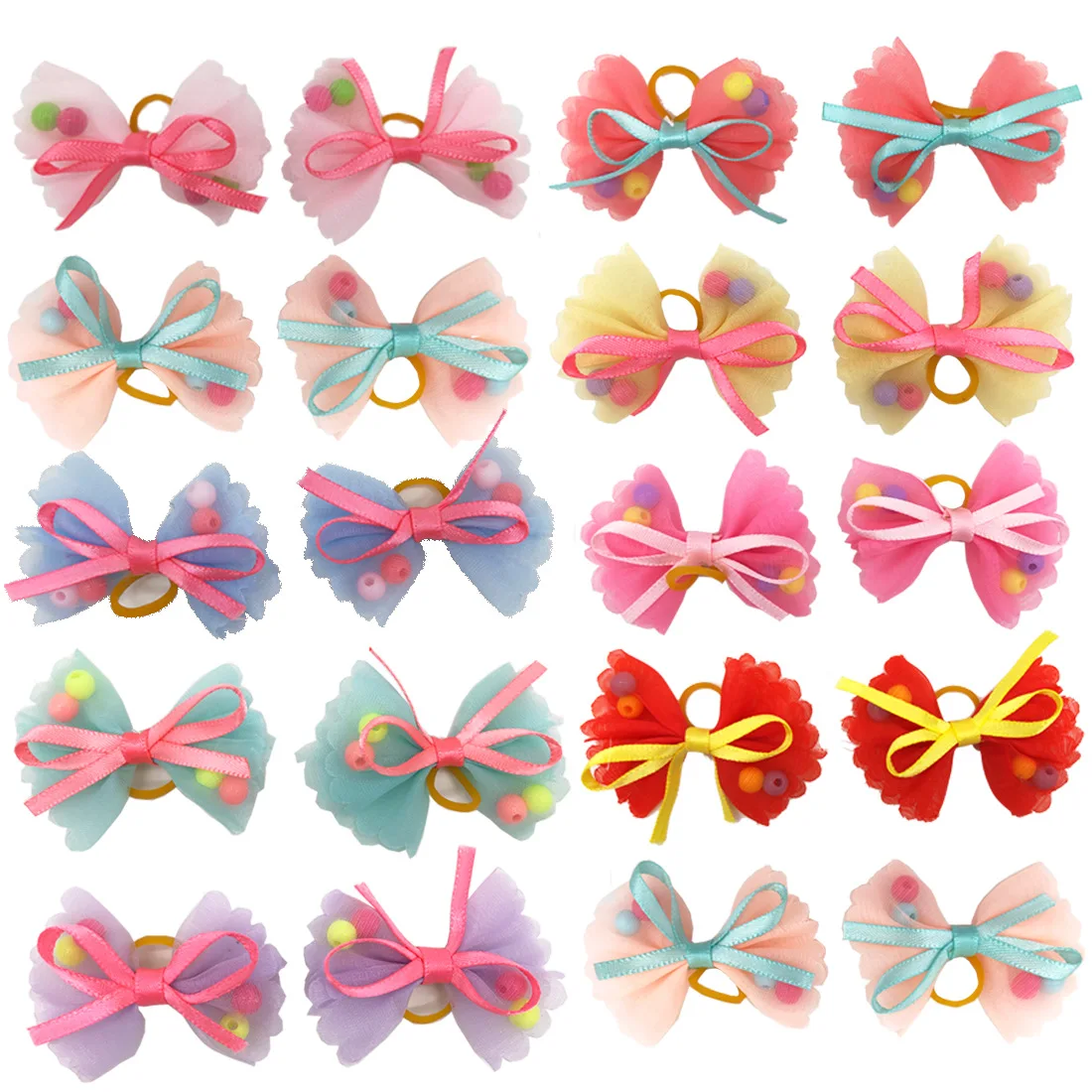 10/20/50pcs Cute Pet Dog Bows Ball Hair Accessories Grooming Puppy Hair Accessories With Rubber Bands Pet Headwear For Dogs