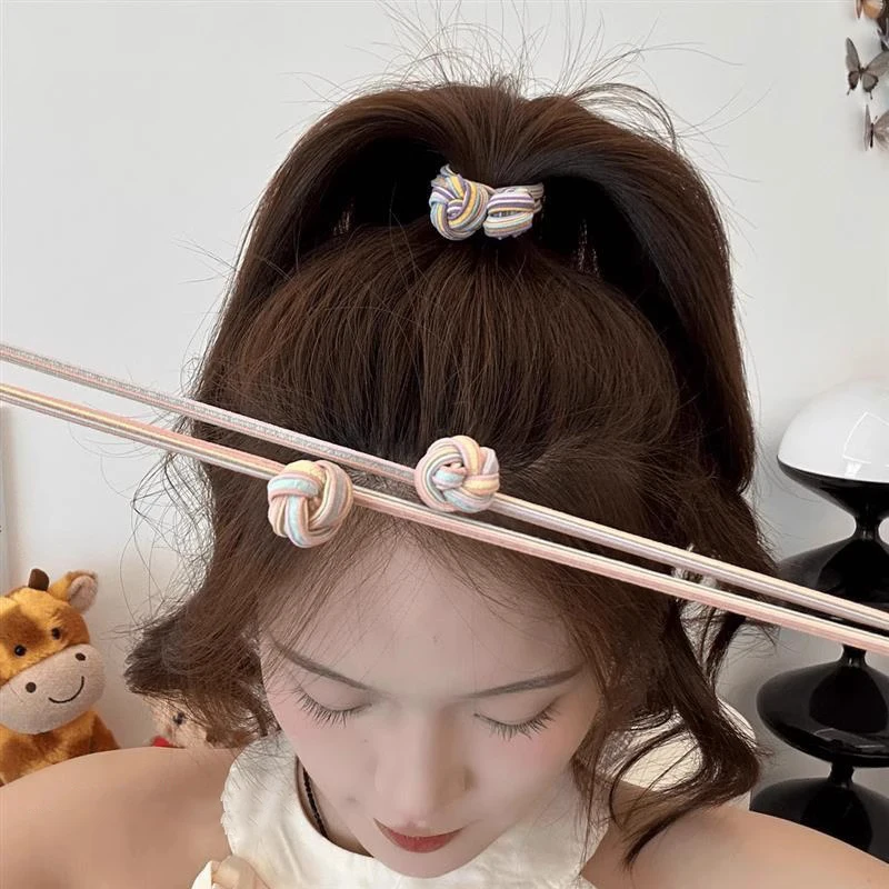 High Ponytail Rubber Bands Hair Band Elastic Head Rope For Women Korean Scrunchies Hair Tie Knotted Hair Ropes Hair Accessories