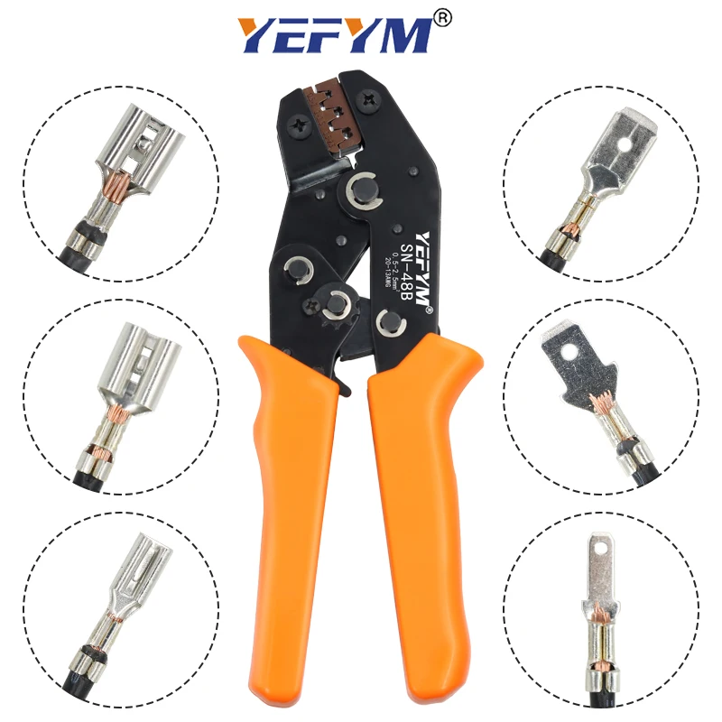 For TAB 2.8 4.8 6.3 Car Terminals SN-48B Crimping Pliers 0.5-2.5mm²/23-13AWG High Precision Jaw Wire Electrical Hand Tools