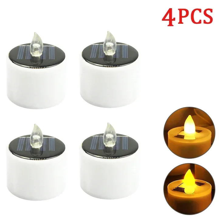 Solar Tea Light Led-kaarsen Vlamloze waterdichte zonne-theelichtjes voor buiten Oplaadbare kaarsen voor feesttuin Home Decor