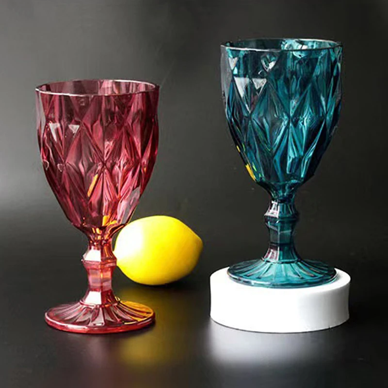 Retro Imitation Glass European Plastic Wine Glass Wine Glass Goblet Retro Red Wine Goblet Carved Embossed Juice Water Glass