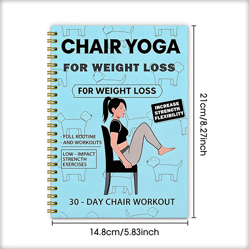 30 Day Chair Yoga Weight Loss Journal, Low-Impact Workout Guide with Meal Plan & Progress Tracker for Home Gym view 5