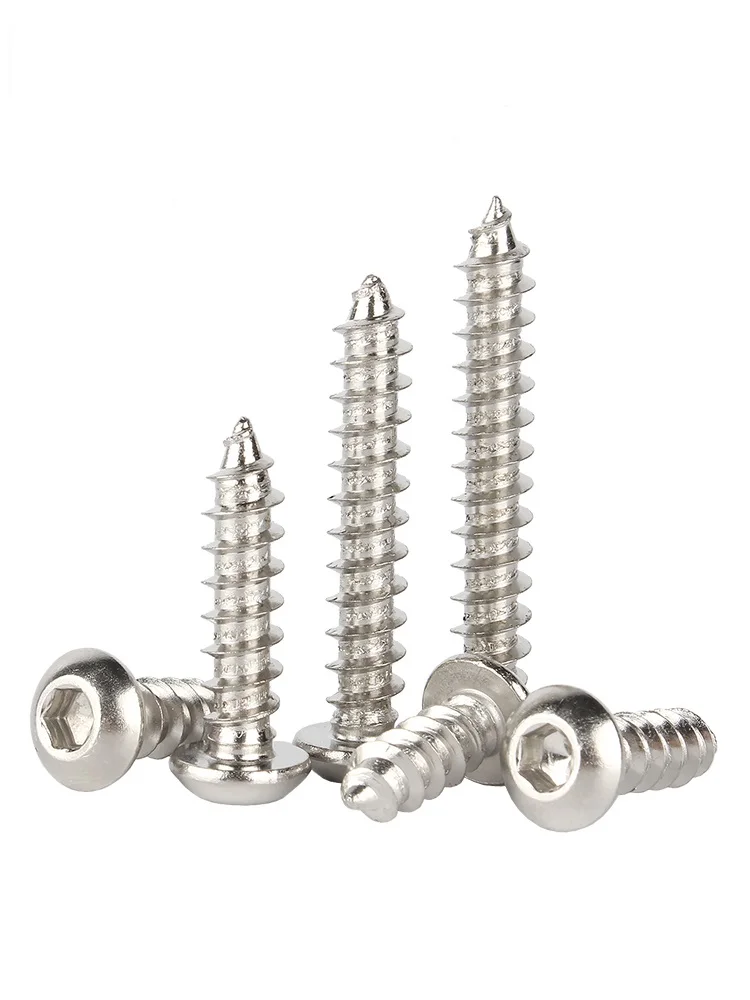 M3 M3.5 M4 M5 M6 الصف 8.8 أسود/نيكل مطلي الكربون الصلب زر مستدير عرافة المقبس برغي حافر ذاتيًا مسامير خشب ألين #3