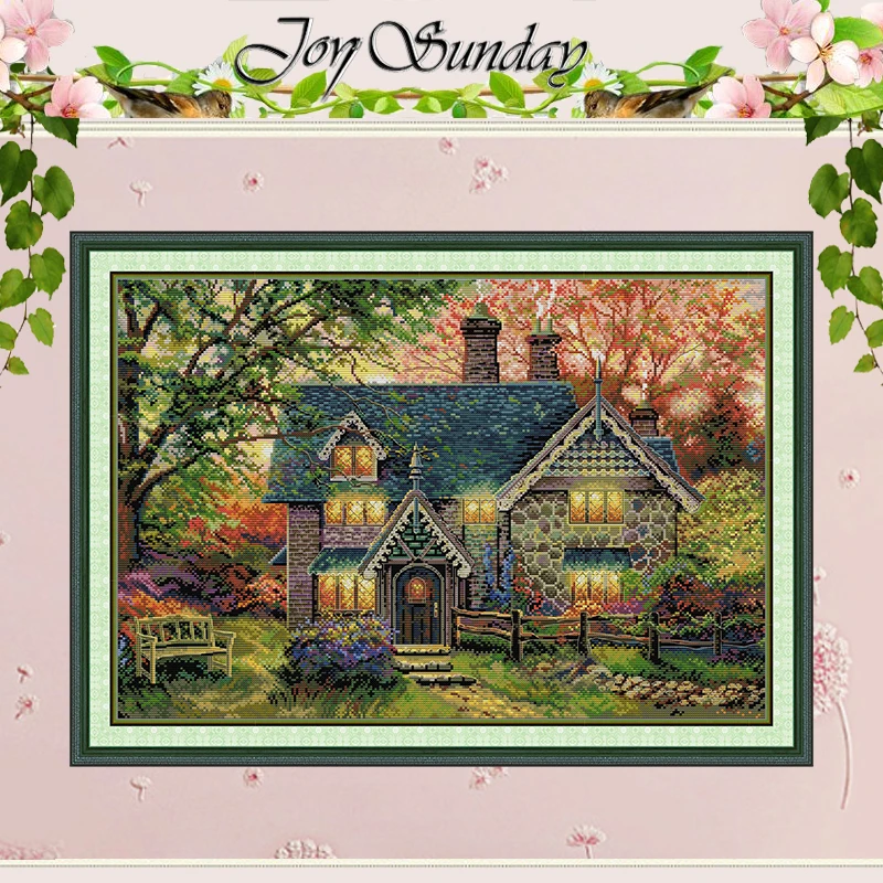 Autumn Garden Cottage Patterns Counted Cross Stitch Set DIY 11CT 14CT 16CT HD Stamped DMC Cross-stitch Kit Embroidery Needlework