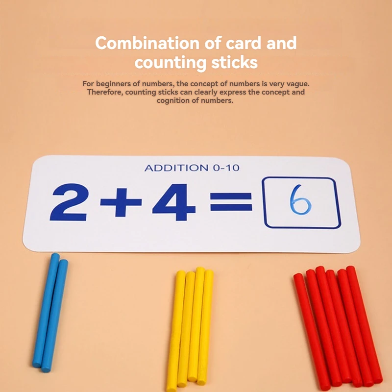 Brinquedo clássico de aprendizagem de matemática para crianças – conjunto educacional de correspondência de números e adição/subtração, prática aritmética prática