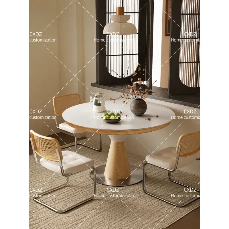 Quanmu Solid Wood Rock Slab Dining Table Variable Round Square Dual Purpose High End Small Apartment Household 2026 New