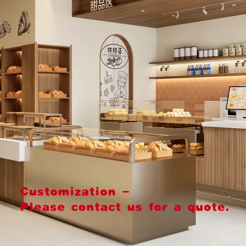 custom.Customized Bakery Shop Decoration Furniture Curved Bread Cake Dessert Display Cabinet Glass Showcase Retail Store Kio