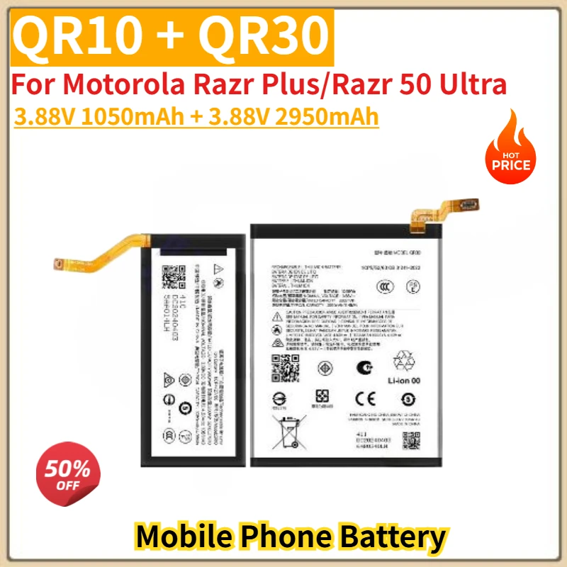 QR10 QR30 High Quality Phone Battery 1050mAh 2950mAh for Motorola Razr Plus/Razr 50 Ultra Brand New Replacement Battery
