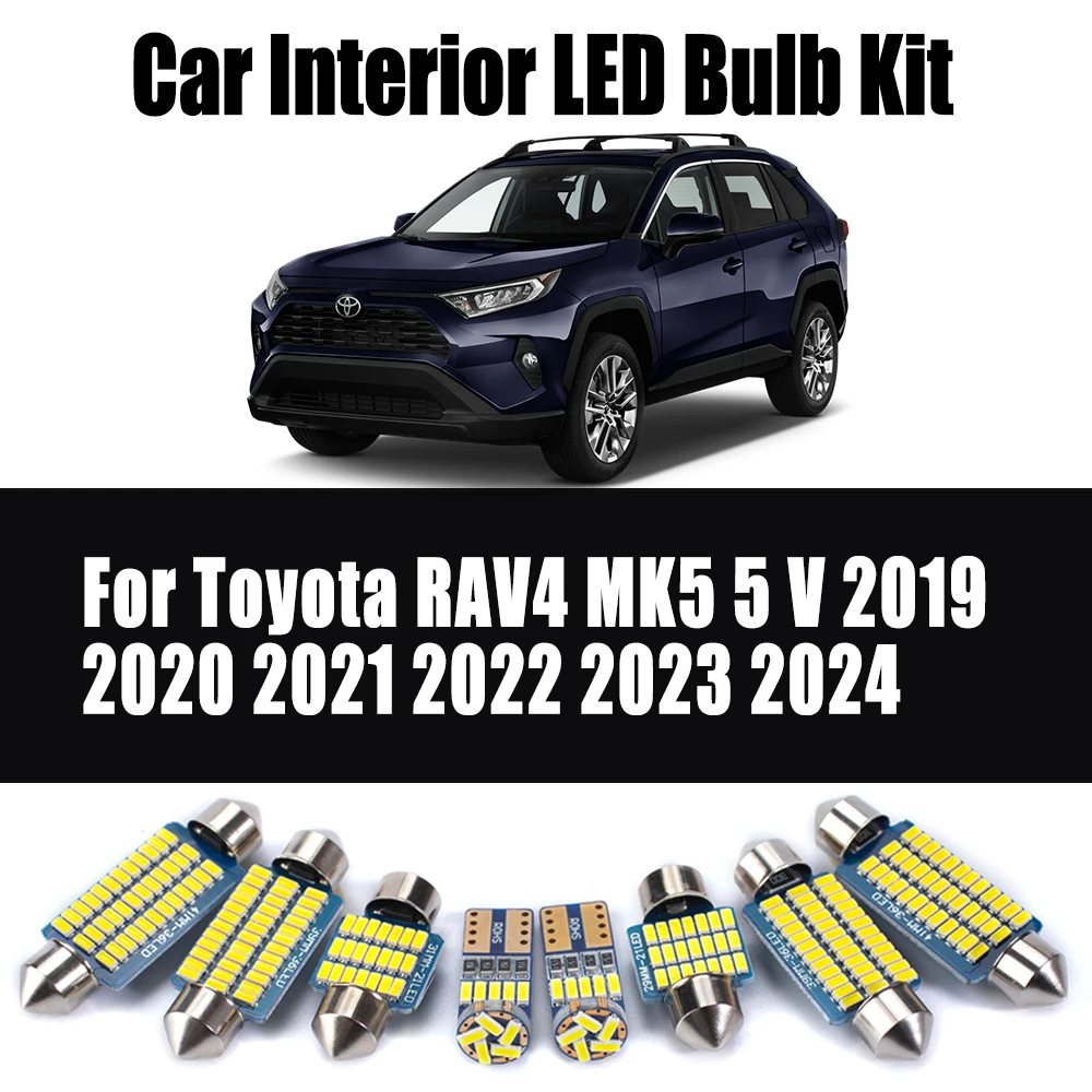 

10 шт. Canbus для Toyota RAV4 MK5 5 V 2019 2020 2021 2022 2023 2024 светодиодный комплект внутренних автомобильных купольных ламп для чтения солнцезащитного козырька багажника