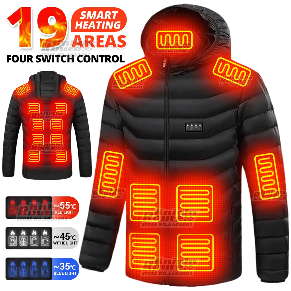 Heated Jacket Men 21Area Four Switch Control,USB Electric Heated Clothing,Self Heating Vest Women Thermal Jacket Warm WinterCoat