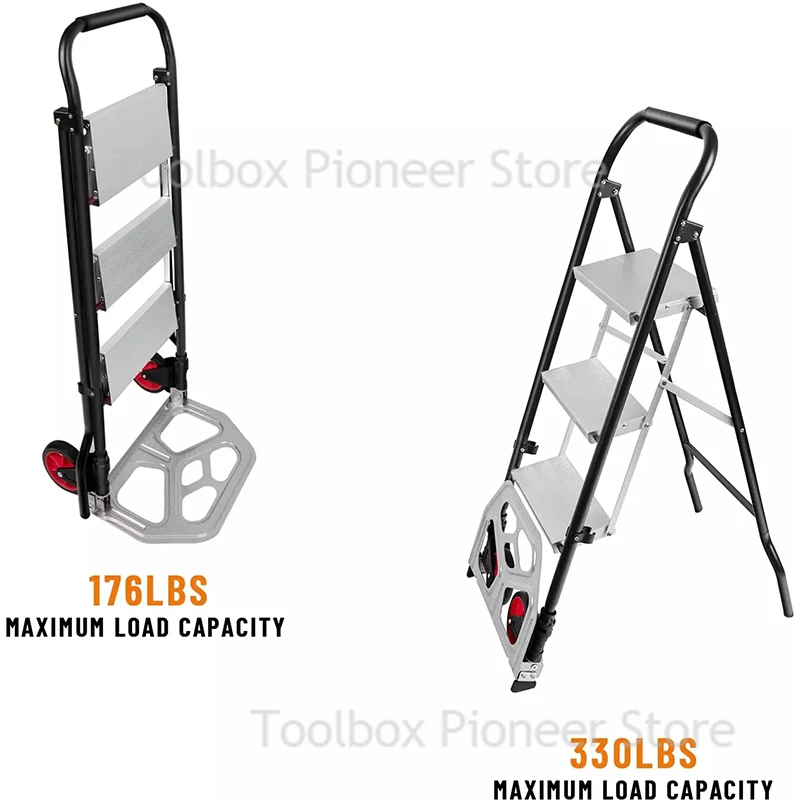 Aluminum Alloy Ladders Dual Use Folding Ladder For Moving Trolley with Base Foldable High Stools  Herringbone Car Ladder