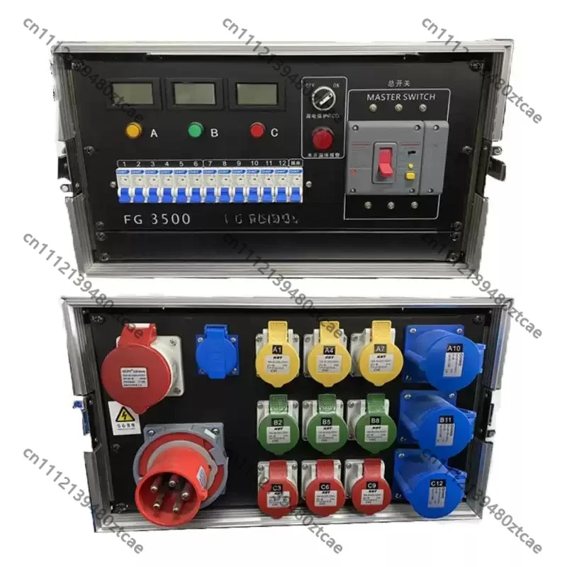 Stage Lighting Audio LED Large Screen Power Cabinet Rack Mount Movable Through Box 12 Ways Portable Power Distribution Box